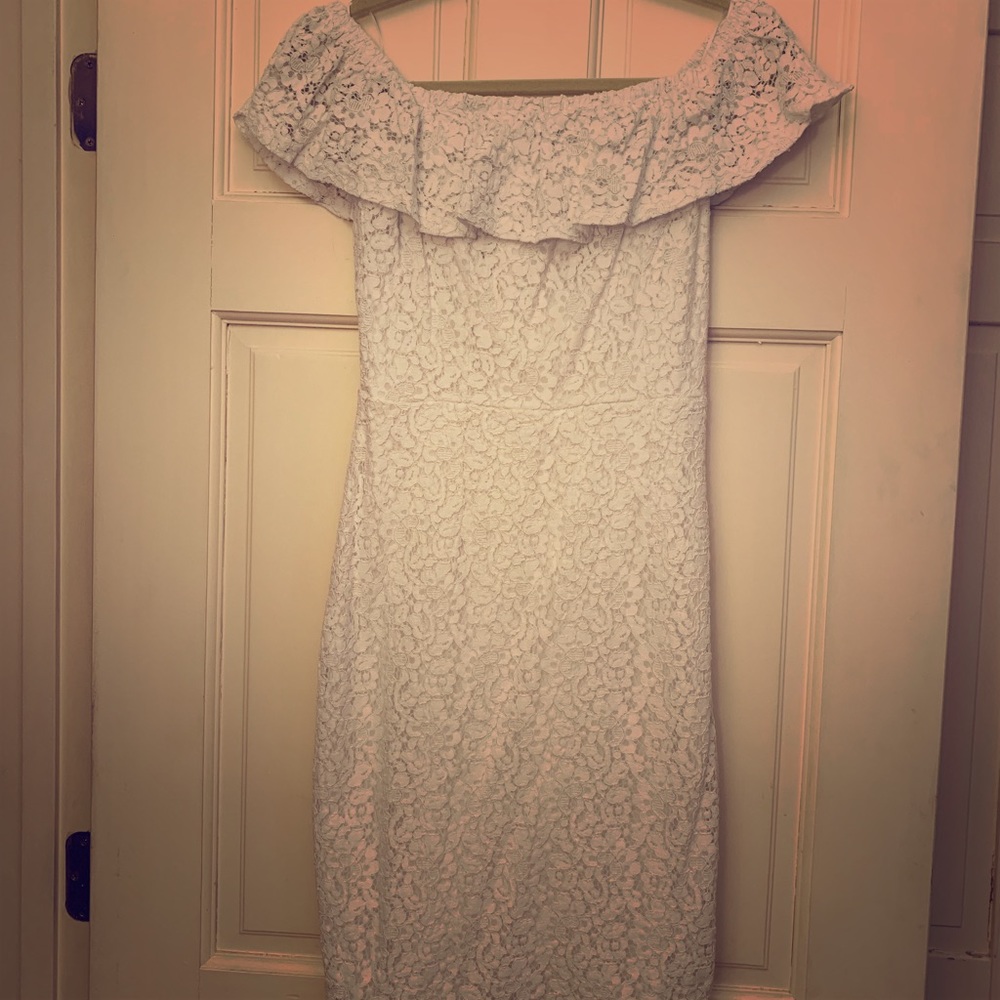 Off the shoulder white dress